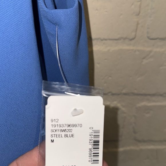 Saks Fifth Avenue blouse NEW steel Blue Layered Sleeveless Top keyhole back - Picture 5 of 8